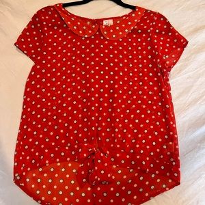 Dolled Up Red Polka Dot Blouse